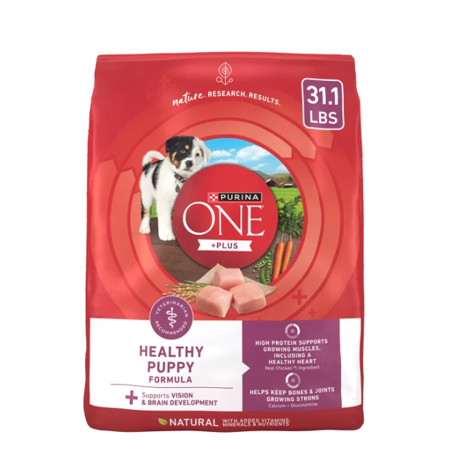 Purina ONE +Plus Puppy Dog Dry Food - Chicken, Natural, High-Protein 31.1 Lb