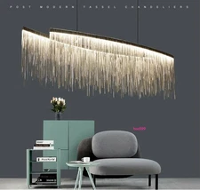 Aluminum Tassel Chain Chandelier LED Double Strip LargeCeiling Light Modern Lamp