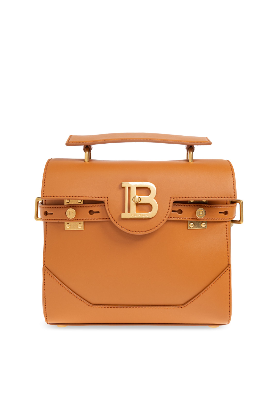 BALMAIN B-Buzz 23 Brown Leather Top Handle Bag New & Authentic