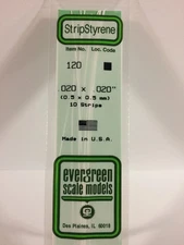 Evergreen Scale Models Styrene Strip .020 x .020 (10 pcs) #120