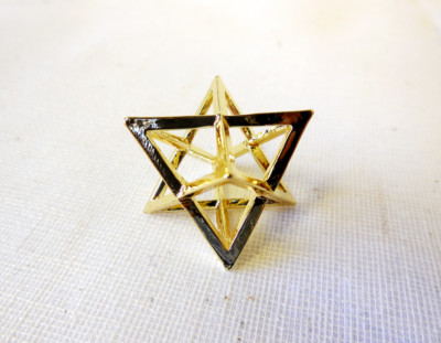 Handmade Merekaba Sacred Geometry  3D  GOLD  pendent 45mm, Stainless Steel