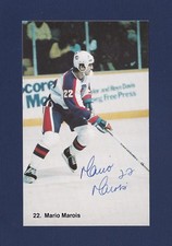 Mario Marois signed Winnipeg Jets team issued hockey postcard
