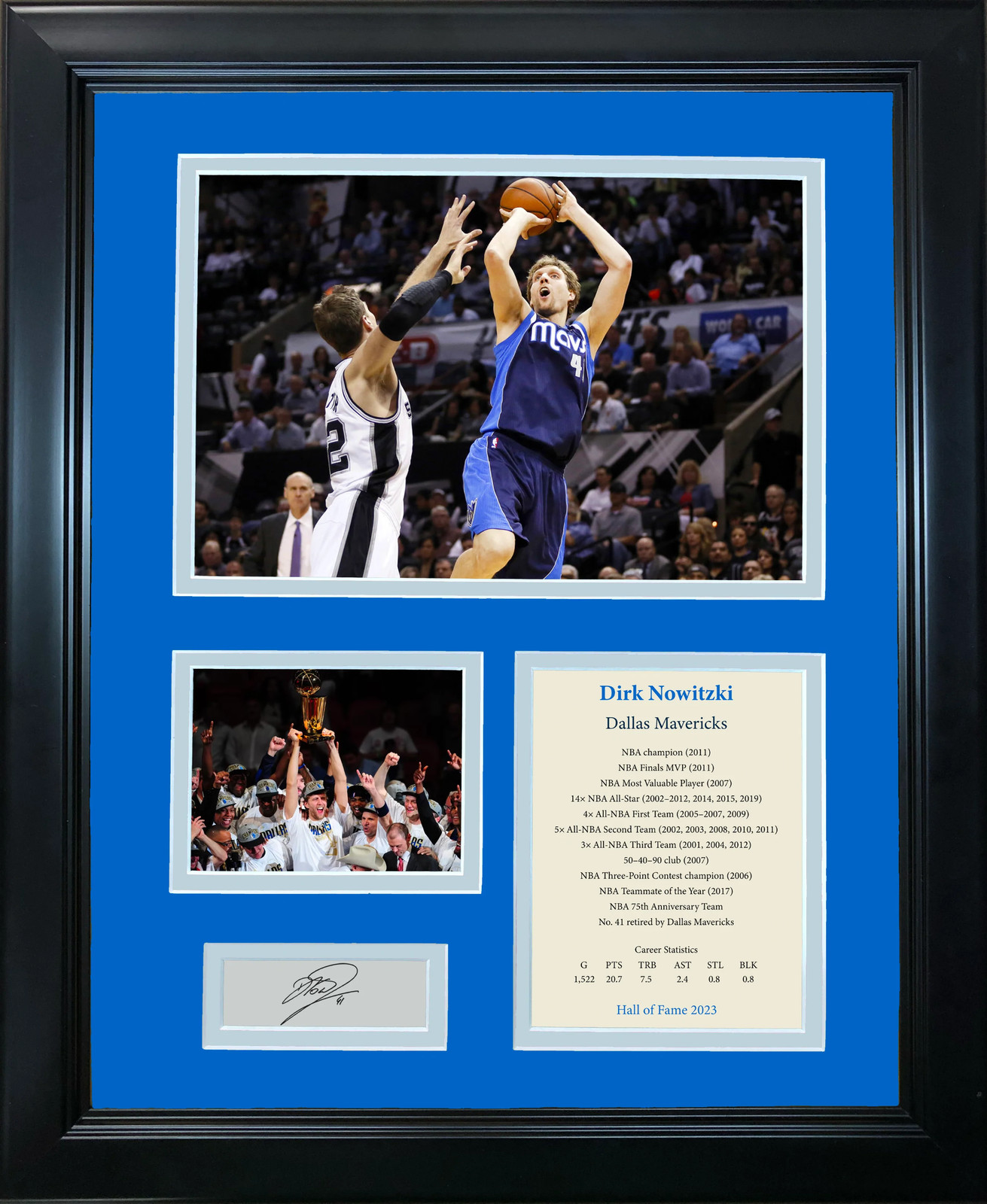 Framed Dirk Nowitzki Hall of Fame Facsimile Engraved Auto Dallas 12"x15" Photo