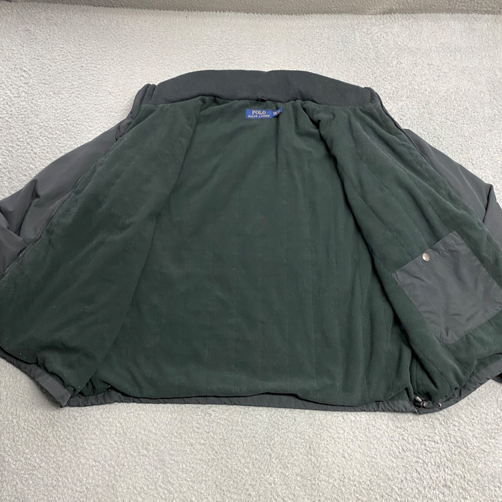 Polo Ralph Lauren Bomber Giacca Uomo 2XL XXL Nero Pile Foderato Cappuccio Nascosto Pony