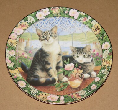 Lesley Anne Ivory Art Harry Sheena Summer Cats in Window Series 1996 Cat Plate