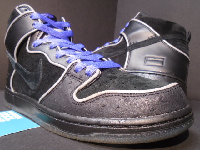 nike dunk sb high black purple box