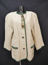 Neuwertige leichte Leinen Jacke mit Stickerei Besatz Trachten Blazer grau Gr.46