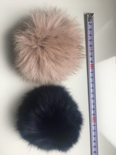 Pelz Bommel Blaufuchs Silberfuchs Rotfuchs Echt Fell Pompon Puder Rosa 12 cm NEU - Bild 4 von 10