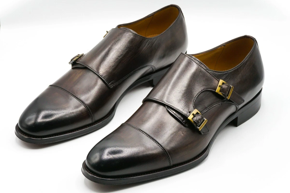 NEW SILVANO LATTANZI Dress Leather Monk Strap Shoes Size Eu 44 Uk 10 Us 11  (R06)