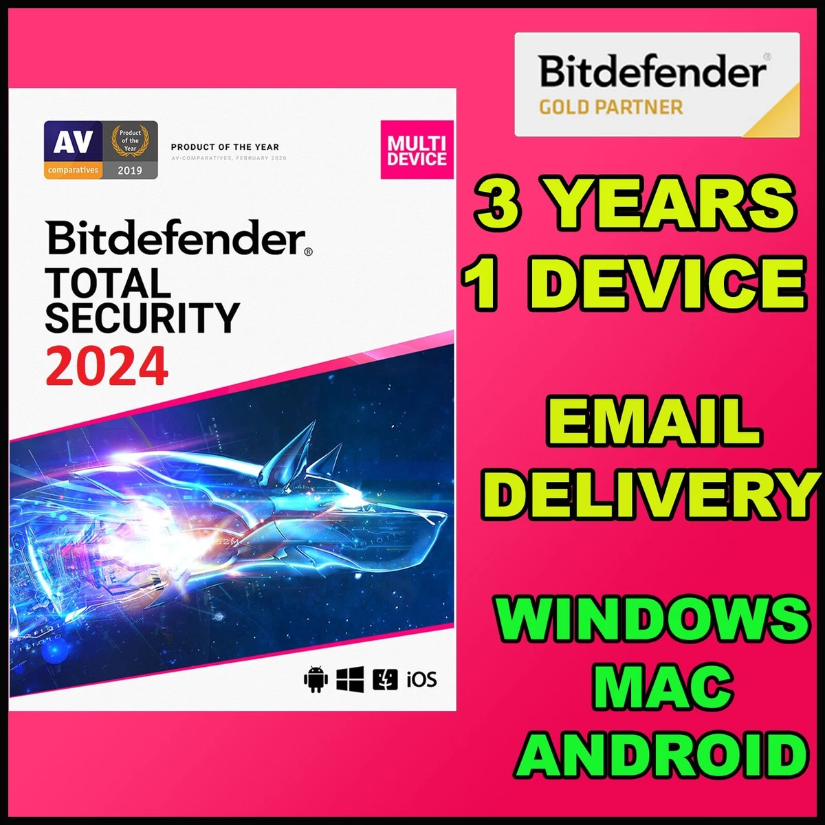 Bitdefender Total Security 2024 3 Years 1 Device (Global) Genuine + Daily  VPN