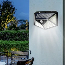 100LED Solar Wall Lights PIR Motion Sensor Outdoor Garden Security Lamp Lighting