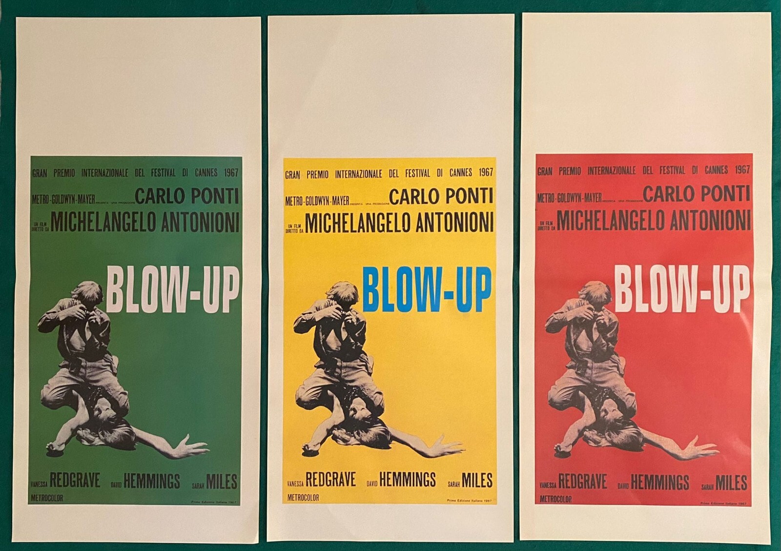 LOTTO DI 3 LOCANDINE RISTAMPE BLOW UP MICHELANGELO ANTONIONI DAVID HEMMINGS CULT