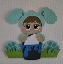 Easter Bunny Boy  Sitting Brown Hair. Scrapbook, Card Making Paper Piecing