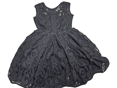 Fiveloaves Twofish Black Sleeveless Lace A Line Dress size 4 USA