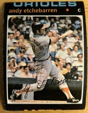 1971 Topps Andy Etchebarren Baseball Card #501 Orioles Catcher Low-Grade Miscut