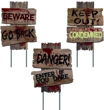 3-Pack Halloween Yard Signs  Stakes - Scary Zombie  Vampire Decor