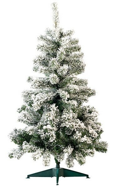 Sapin de Noël enneigé 120 cm avec 199 branches denses en PVC vert et blanc