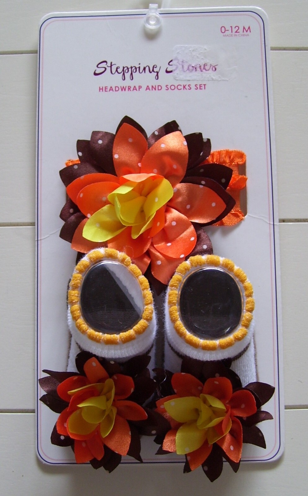 Girls Stepping Stones 2 Pc Fall Headwrap and Socks Set Thanksgiving 0-12M