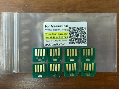 8 x EXTRA HY Toner Chip for Xerox VersaLink C7020, C7025, C7030 Refill