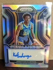 2021-22 Panini Prizm RC Jonathan Kuminga Silver Penmanship Full Auto Centered!