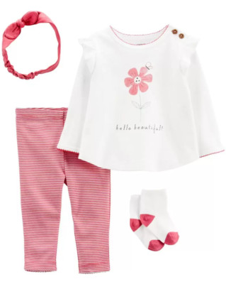 Carter's Baby Girl 4-Piece Hello Beautiful Outfit Set Assorted 3M #1L777710