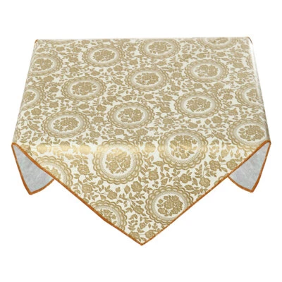 Seamless   PVC Rectangular Tablecloth 24" x 24" Gold Tone Flower - Bild 1 von 4