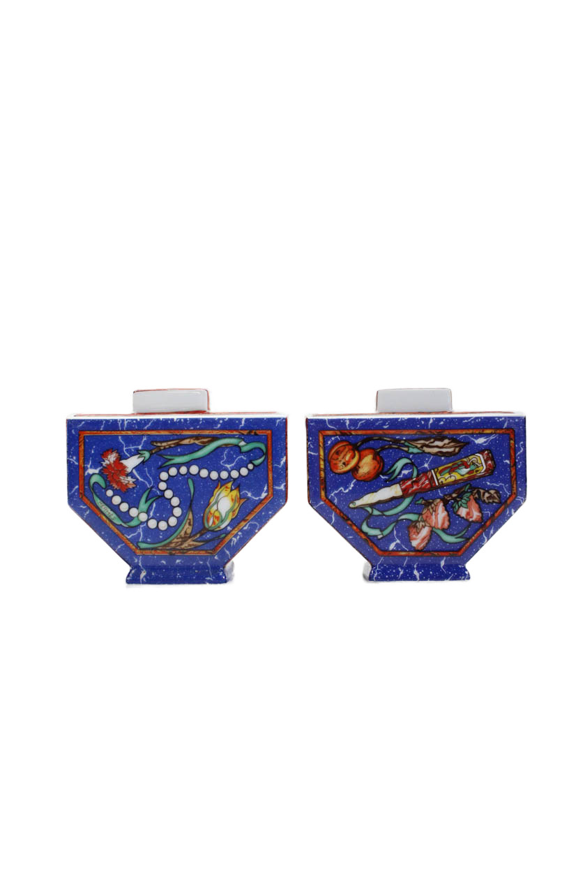 Hermes Marqueterie De Pierres d'Orient et d'Occident Sugar Bowl Set of 2 Blue 4" thumbnail 8
