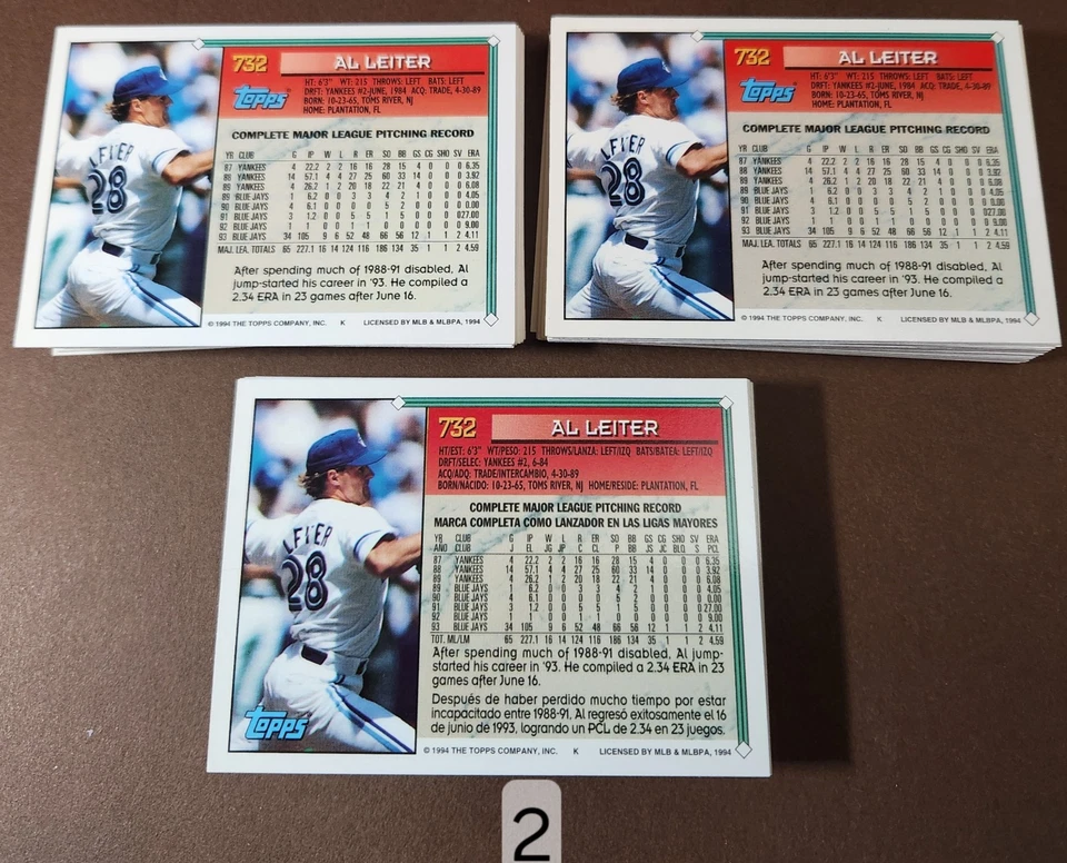 TORONTO BLUE JAYS, 3 diff TEAM SETS 1994 BI-LINGUAL (scarce), TOPPS, TOPPS GOLD - Image 2 of 4