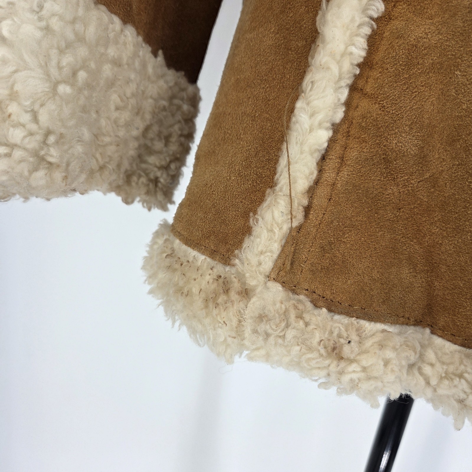 Vintage Womens Genuine Suede Coat 14 Sherpa Lines penny lane Chore Jacket image 9