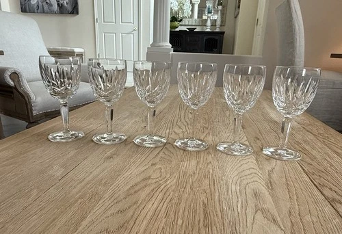 Vintage Waterford Crystal Kildare SIX Water Glasses Smooth Base 7” Ireland