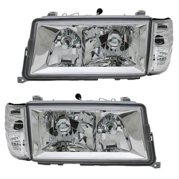 Scheinwerfer Klarglas Mit Blinker FüR Mercedes 190 W201 Bj. 1982-1993 Chrom-image