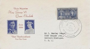 King George VI & Queen Elizabeth- Roval Visit Newfoundland #249 FDC M7140
