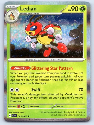 2024 POKEMON LEDIAN STELLAR CROWN 3/142 HOLO RARE NM A4673 FREE S&H