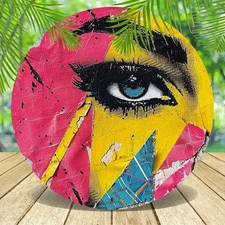 2D Flat, 1pc Vintage Country Style Aluminum Round Wall Art Sign - 7, 87x7, 87 In