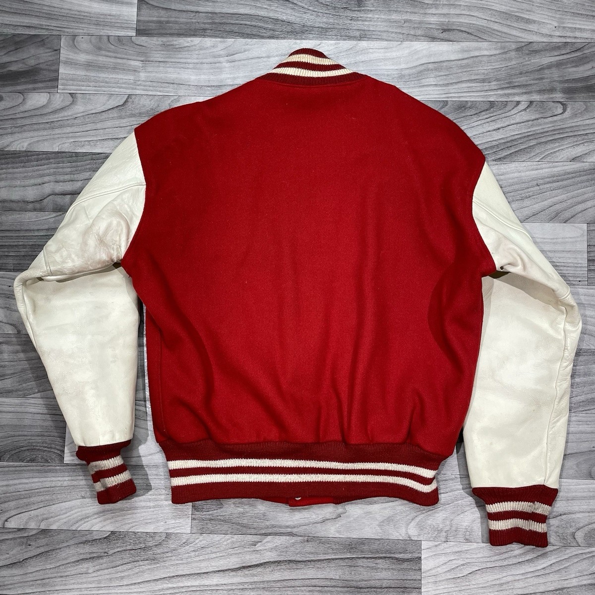 Vintage 60s Varsity Letterman H Letter Wool Leather Jacket Size XL