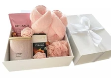 Birthday Gift Box Hamper White Magnetic Close Box Candle Slipper + More