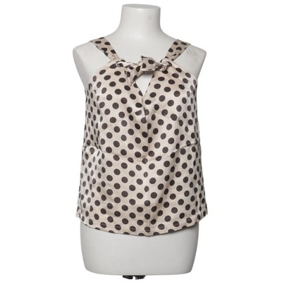 H&M, Neckholder Top, Größe: 42, Beige/Schwarz, Viskose, Gepunktet, Satin #tUC