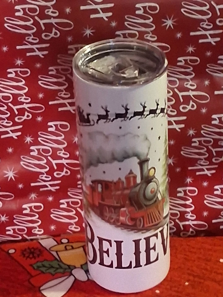 Taza de viaje de café/bebidas de acero inoxidable diseño navideño usada Foto 2 de 3