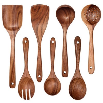 Wooden Non-Stick Kitchen Pan Toolset 7 Pieces Set, Natural Kitchen Utensils S...