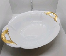 Haviland France Limoges Oval Gold Trim Bowl 7.75 X 10 Inch Serving Bowl