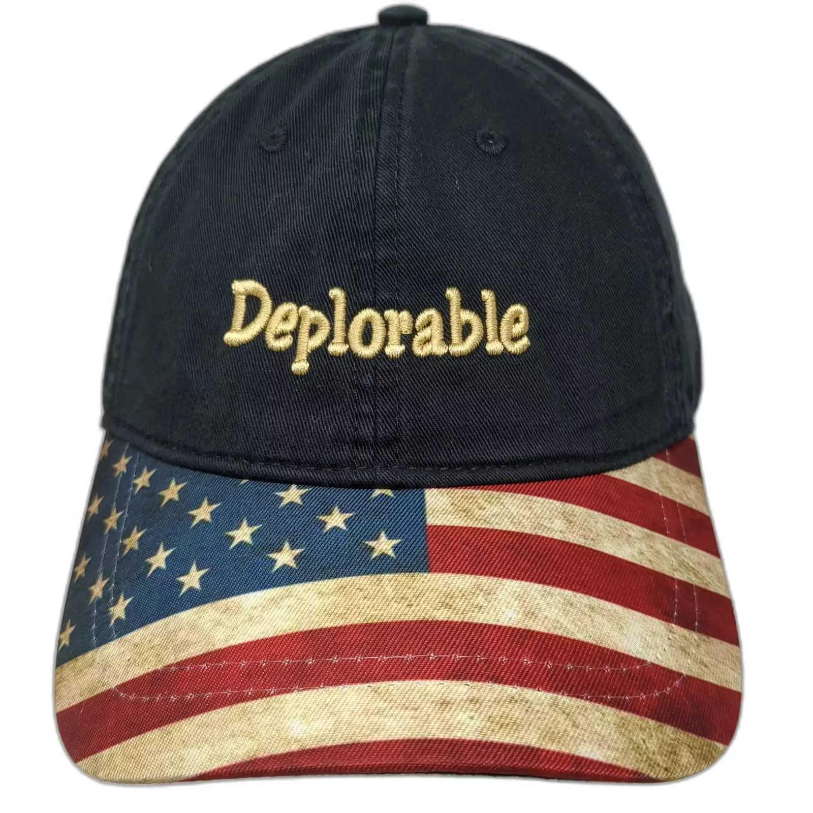 OTTO Baseball Cap Black Blue OS Deplorable American Flag Hat Slideback Cotton