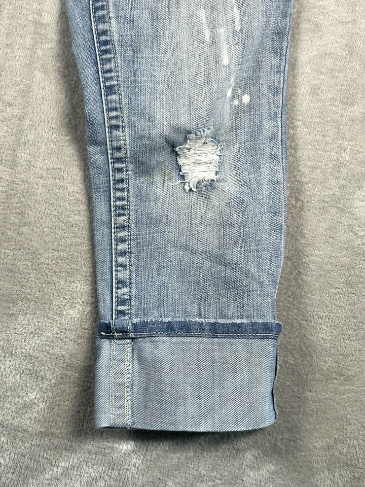 Jeans capri jeans cintura baixa quase famoso para mulheres desgastadas cintura baixa tamanho 9 - Imagem 4 de 4