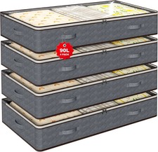 Under Bed Storage Bins - Pack of 4 under the Bed Storage Containers for Cloth