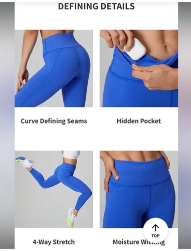 Fabletics High-Waisted Powerhold 7/8 Legging | Onyx Smudge | XS - Picture 7 of 8