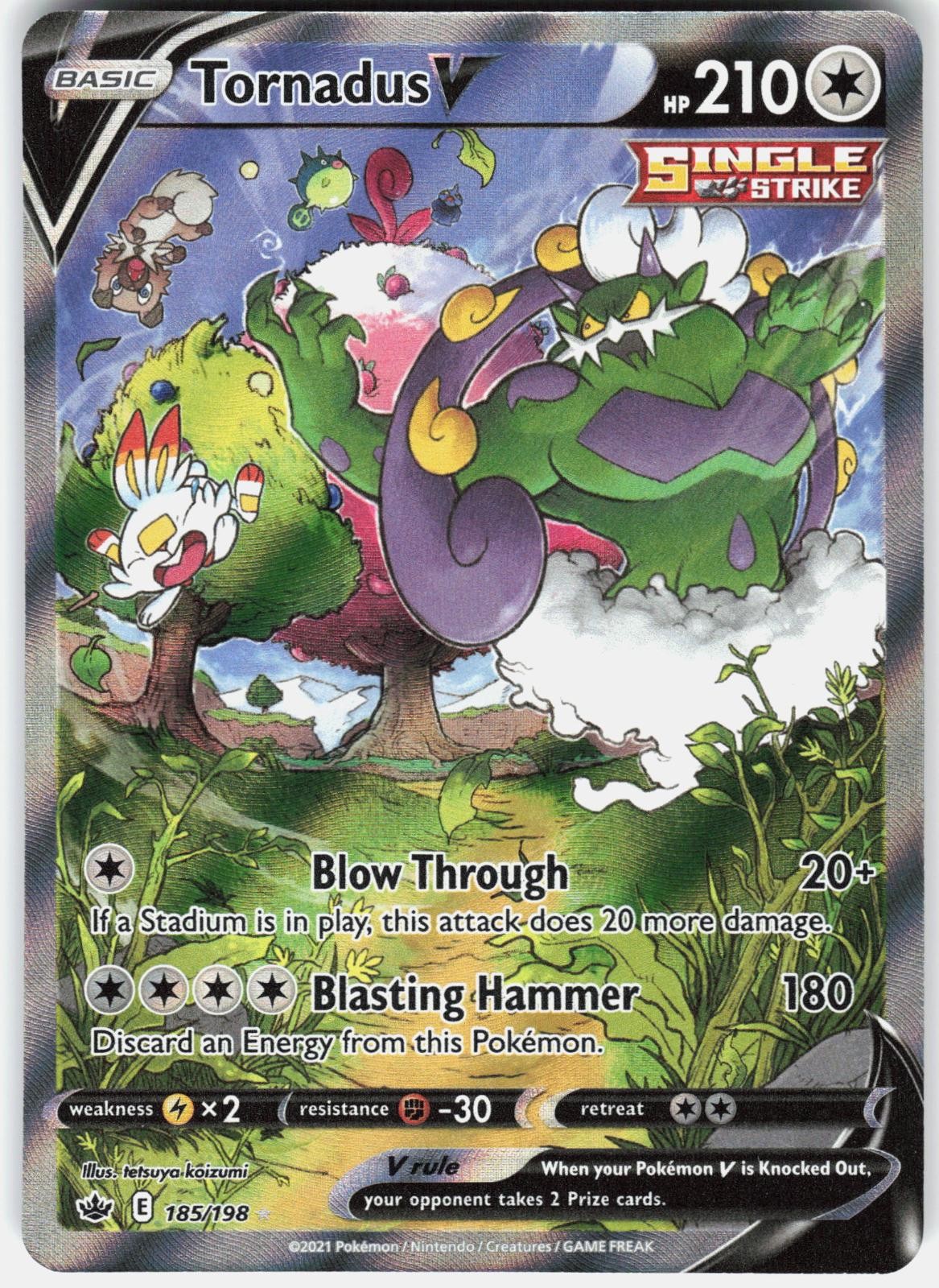 Pokemon Tornadus V 185/198 Ultra Rare Chilling Reign Pokemon Holo Near Mint