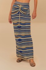 NEW, Farm Rio Blue Mixed Waves Knit Skirt in Multicolor Size M P3757
