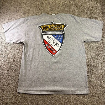 Vintage 2002 US Open of Surfing Event Logo Artwork T-Shirt Men's XL *READ