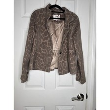 Rebecca Taylor Taupe Tan Leopard Print Wool/Angora Blend Peplum Jacket Size 4