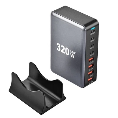 8-Port USB-C Ladegerät Mehrfach 320W GaN Schnellladegerät mit 4 USB-C 4 USB-A - Bild 1 von 4