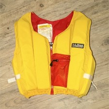 L.L. Bean Chinook Life Jacket Medium Yellow Red MPN 97052